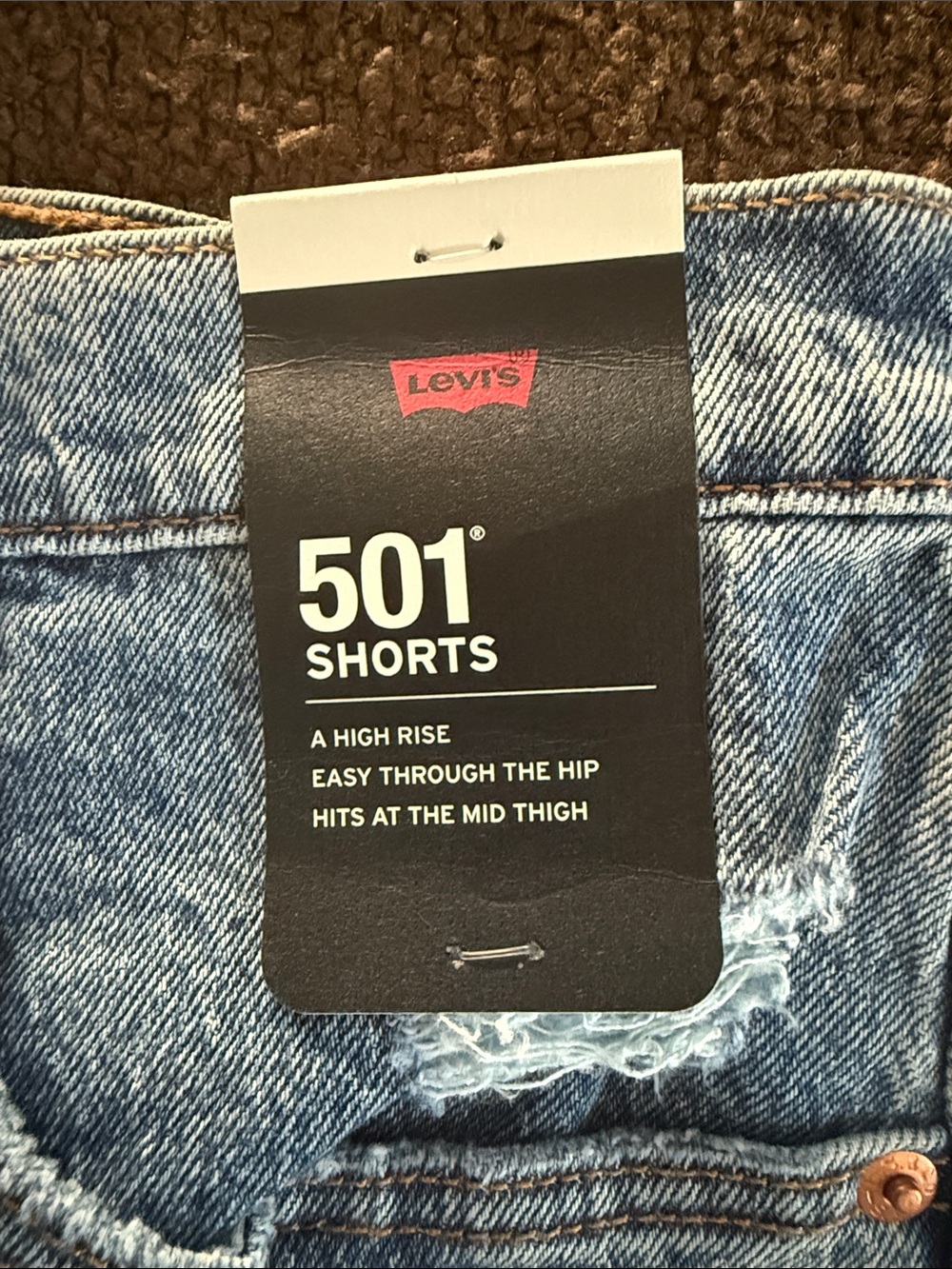 Levi's Light Blue Distressed Cutoff Denim Shorts - Picture 2 of 5